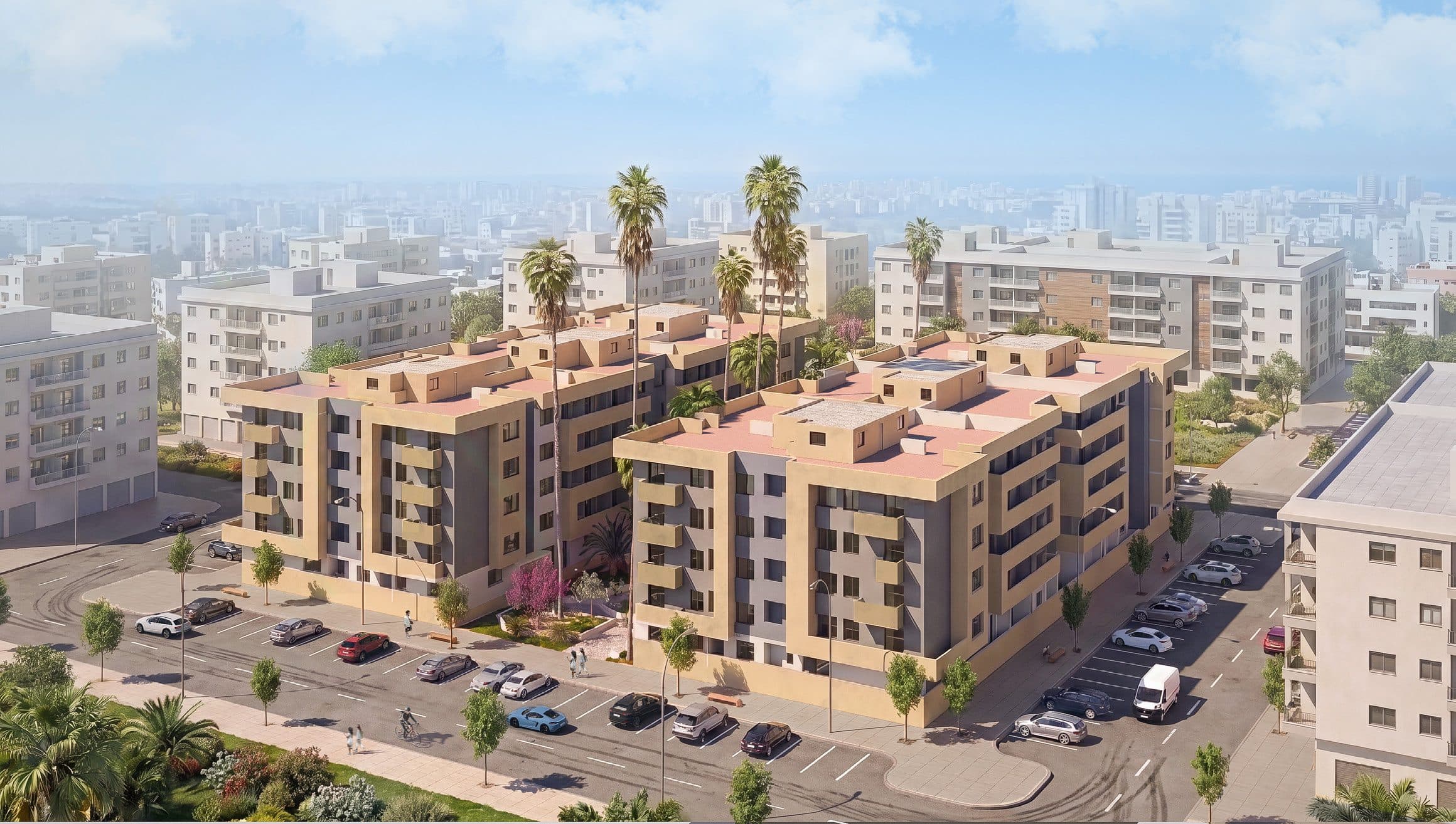 Vue aérienne de la résidence dans la ville