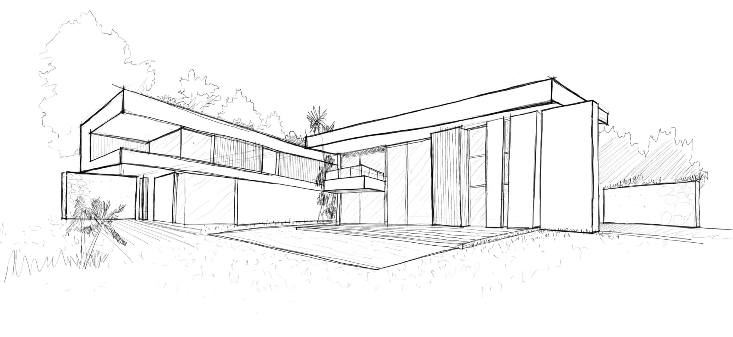 Croquis de la villa en L