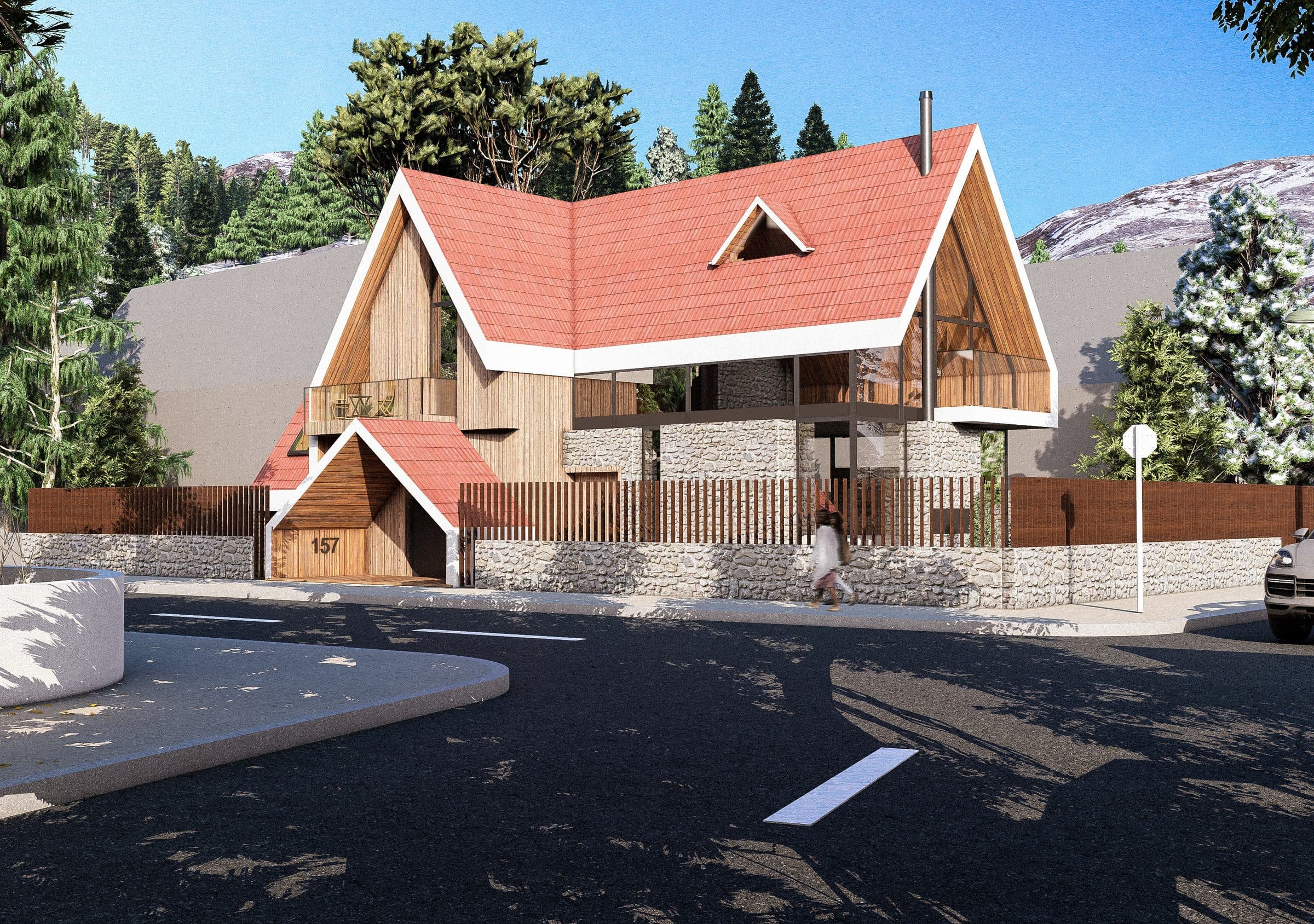 La villa Alizée, toiture rouge et bardage bois