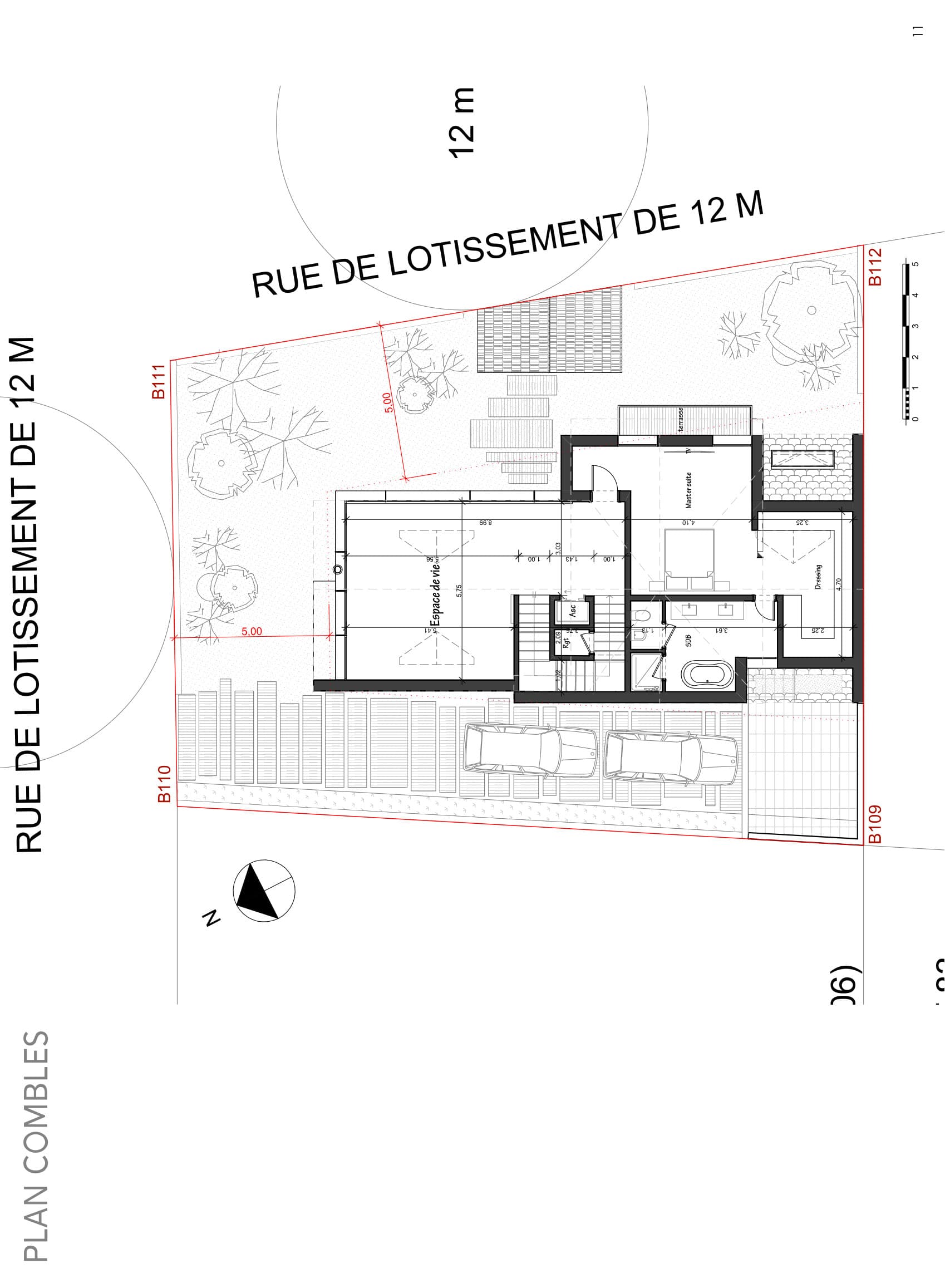 Plan de l’étage de la villa, sous les combles